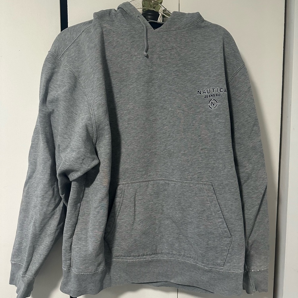 Nautica Men's Gray Hoodie- vintage